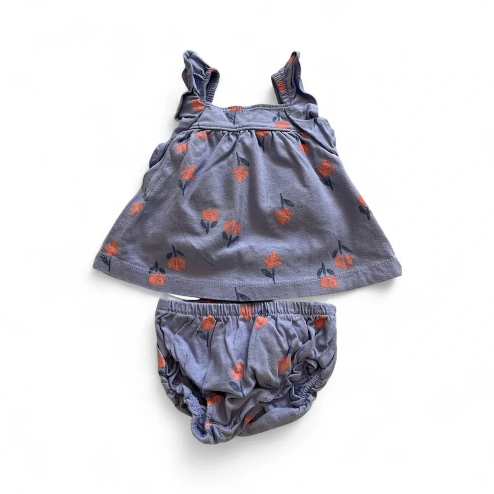 Carter's Purple and Orange Floral Diaper Cover Set